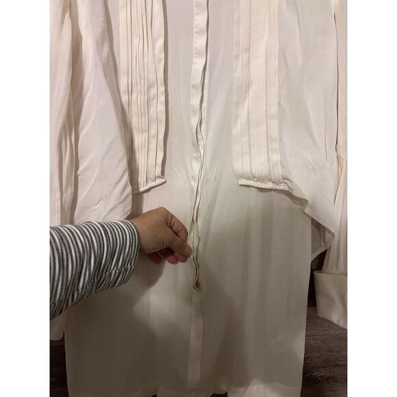 Marchesa Voyage Women Ivory Sz 2 Small Silk Top Blouse Cottagecore Peasant - Picture 5 of 9